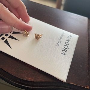 Pandora rose gold crown earrings